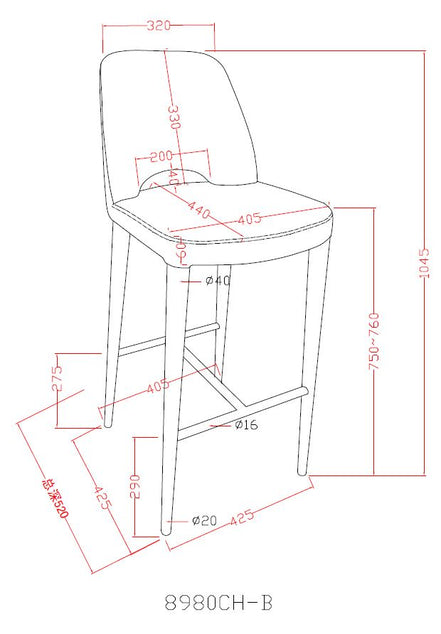 Williamette Mid-Century Dark Grey Fabric Bar Stool - image 3