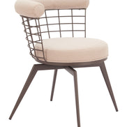 Saku Swivel Dining Chair Beige & Brown