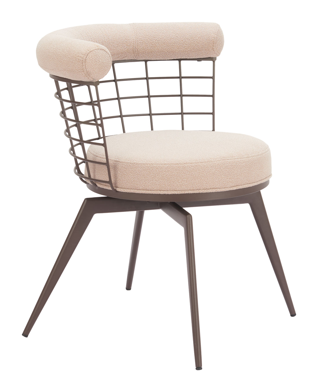 Saku Swivel Dining Chair Beige & Brown
