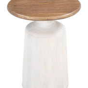 Goblet Side Table Brown & White