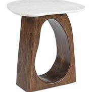 Vara Side Table White & Walnut