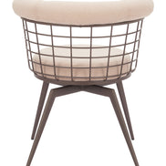 Saku Swivel Dining Chair Beige & Brown