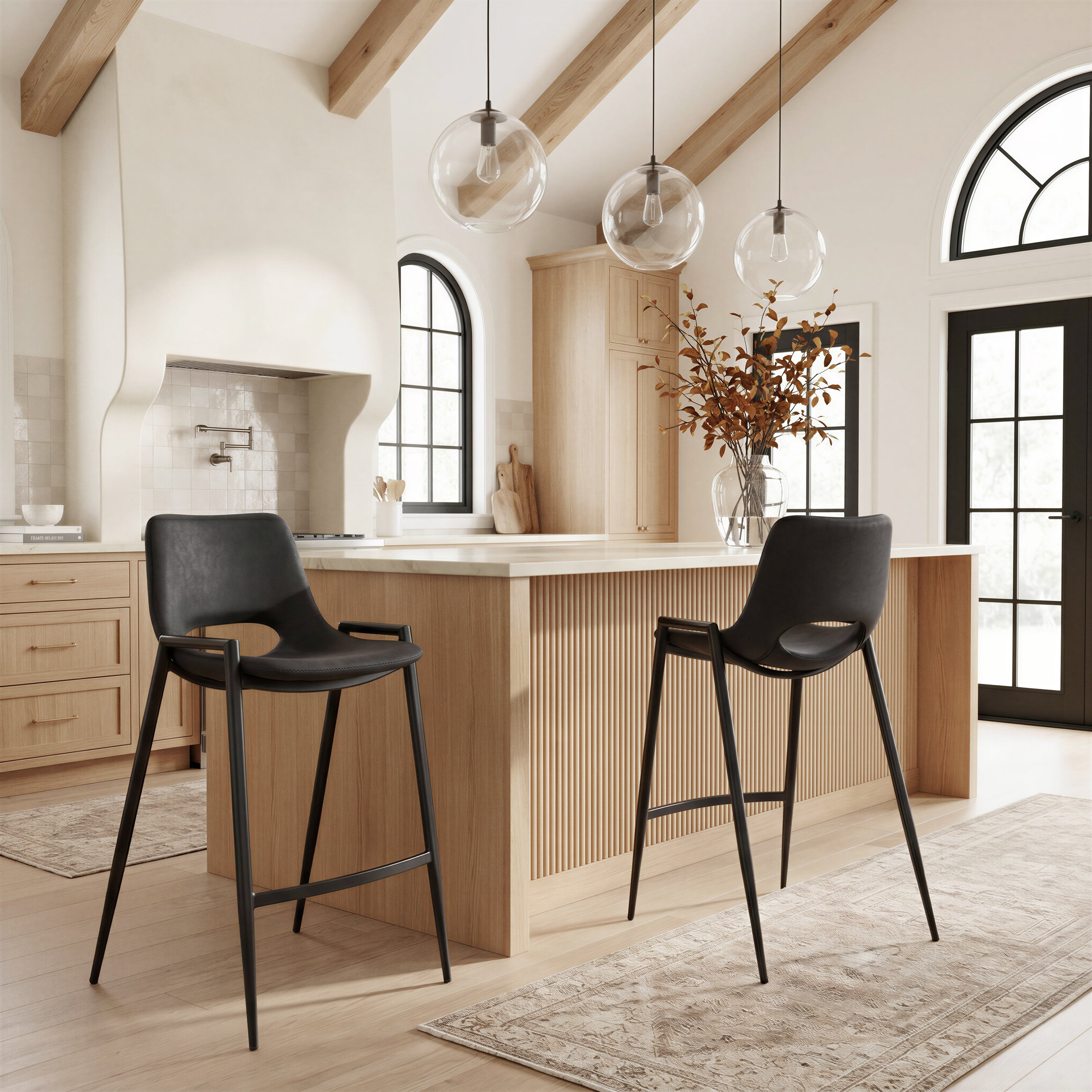 Desi Counter Stool (Set of 2) Black