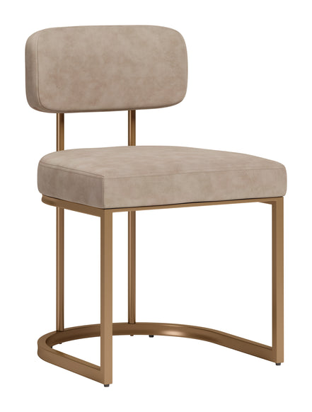 Velar Dining Chair (Set of 2) Beige & Bronze
