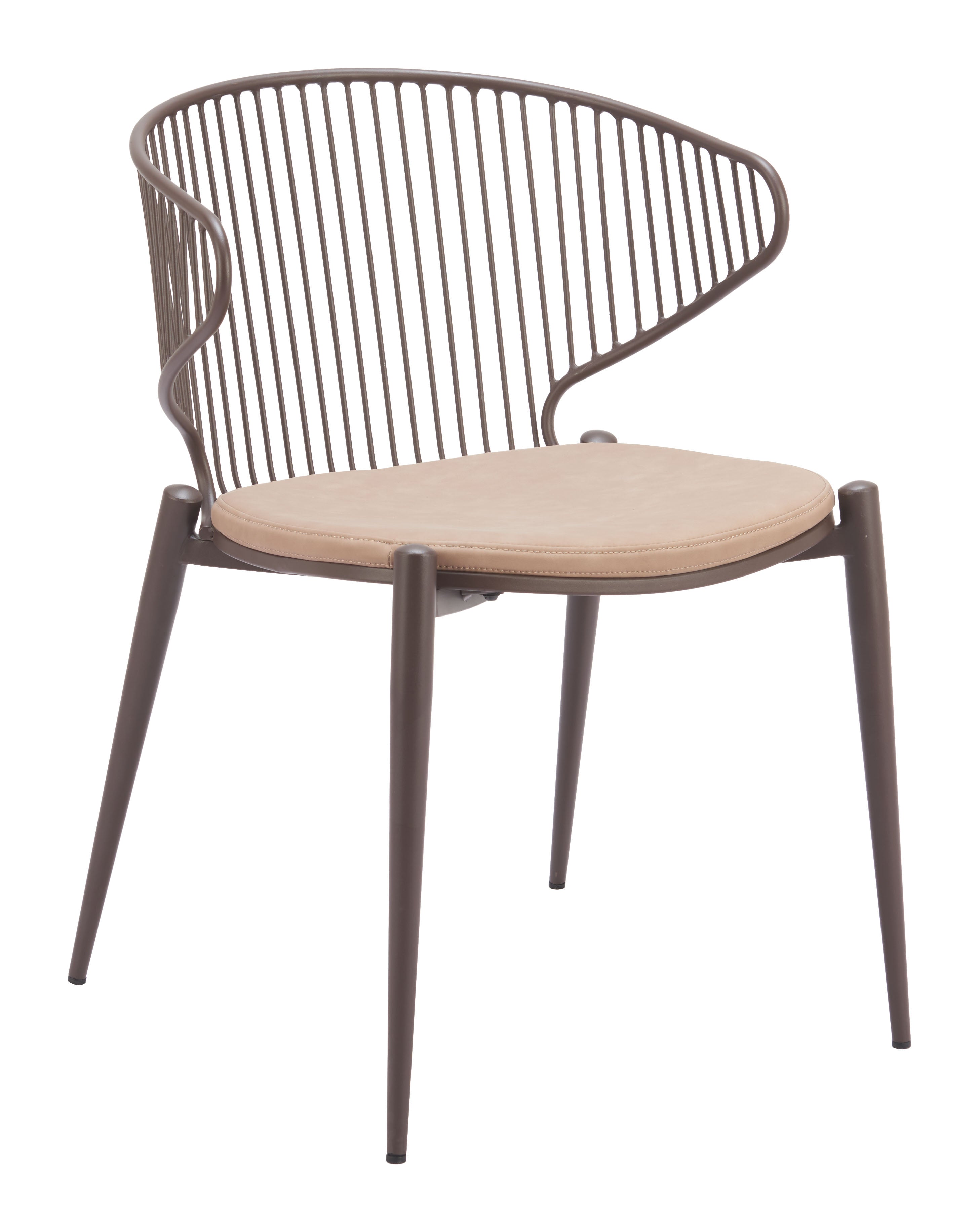Silues Dining Chair (Set of 2) Taupe & Brown