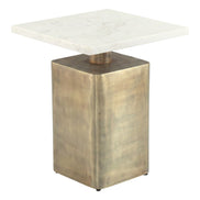 Nyra Side Table White & Brass