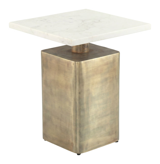Nyra Side Table White & Brass