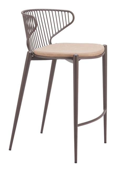 Silues Counter Stool (Set of 2) Taupe & Brown