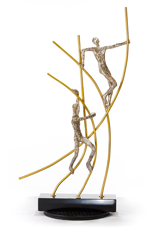 SZ0238 Modern Bronze Acrobats-Poles Sculpture - image 2