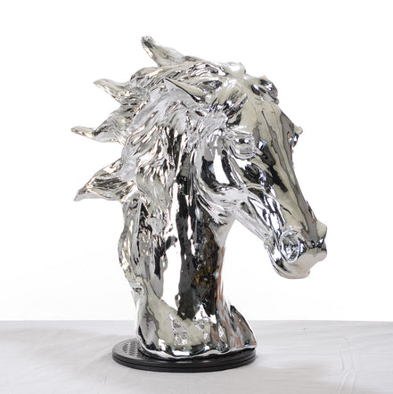 SZ0002 Modern Silver Horse Head Sculpture - image 2