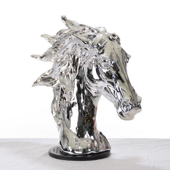 SZ0002 Modern Silver Horse Head Sculpture - image 2