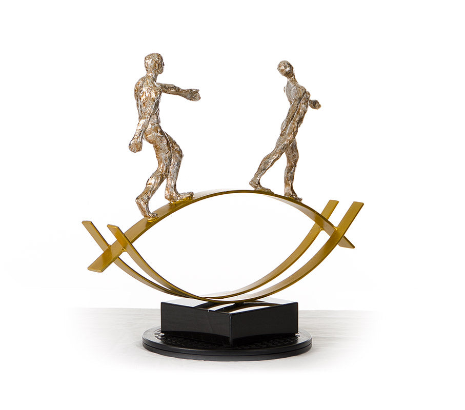 SZ0241 Modern Bronze Acrobats-Tightrope Sculpture - image 2
