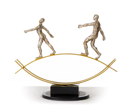 SZ0241 Modern Bronze Acrobats-Tightrope Sculpture - image 5