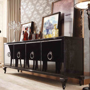 Bellagio Transitional Black Crocodile Lacquer Buffet