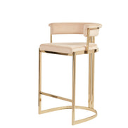 Munith Modern Beige Velvet & Gold Counter Stool