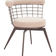 Saku Swivel Dining Chair Beige & Brown