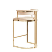 Munith Modern Beige Velvet & Gold Counter Stool - image 2