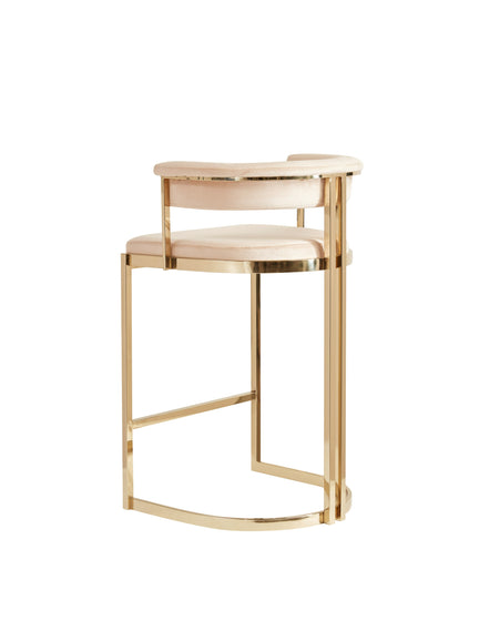 Munith Modern Beige Velvet & Gold Counter Stool - image 2