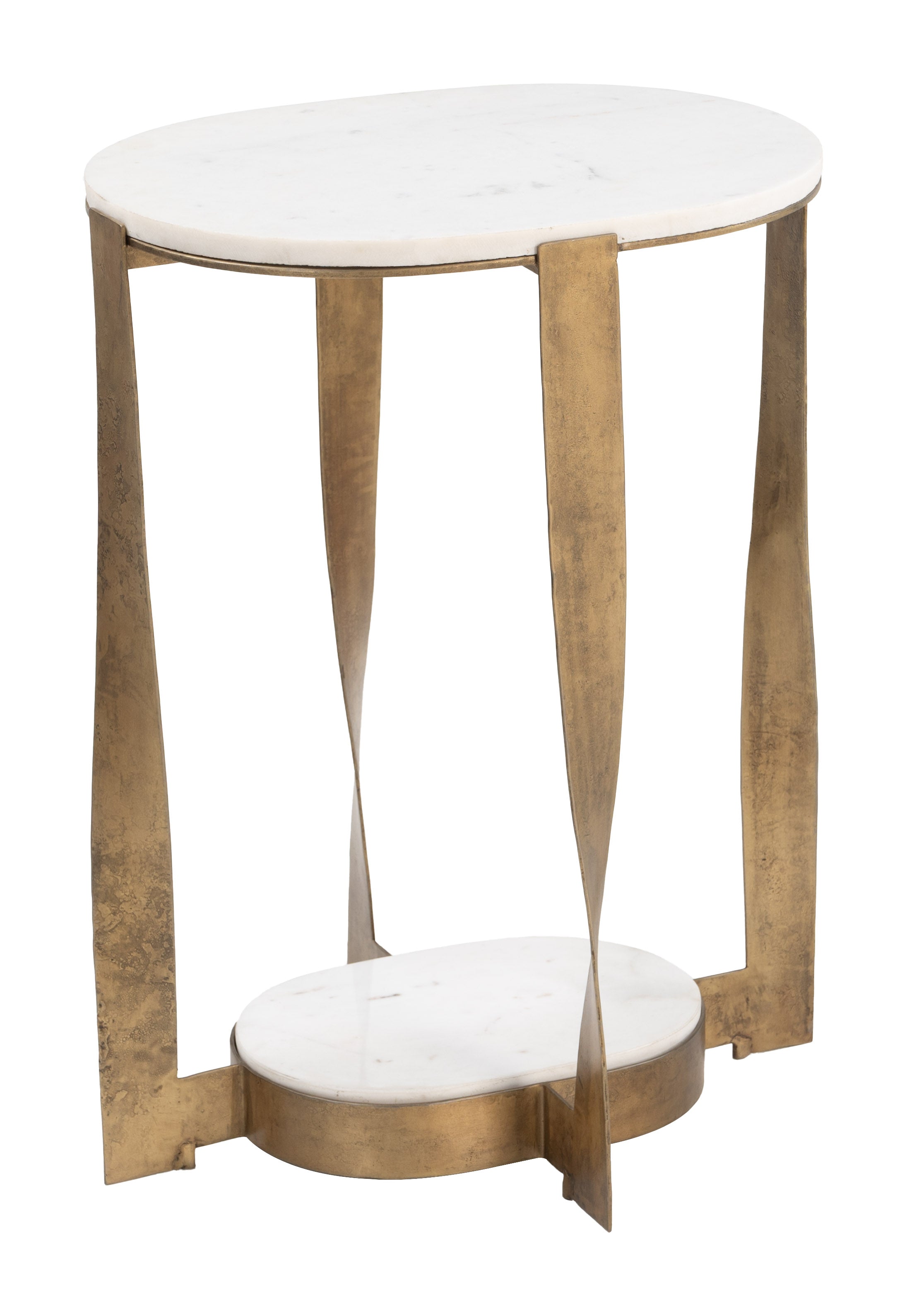 Orion Accent Table White & Brass