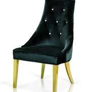 Charlotte Black Velour With Gold Legs Dining Chair