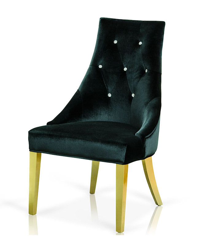 Charlotte Black Velour With Gold Legs Dining Chair
