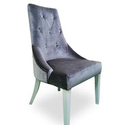 Charlotte - Grey Velour & White High Gloss Dining Chair (Set of 2) - image 2