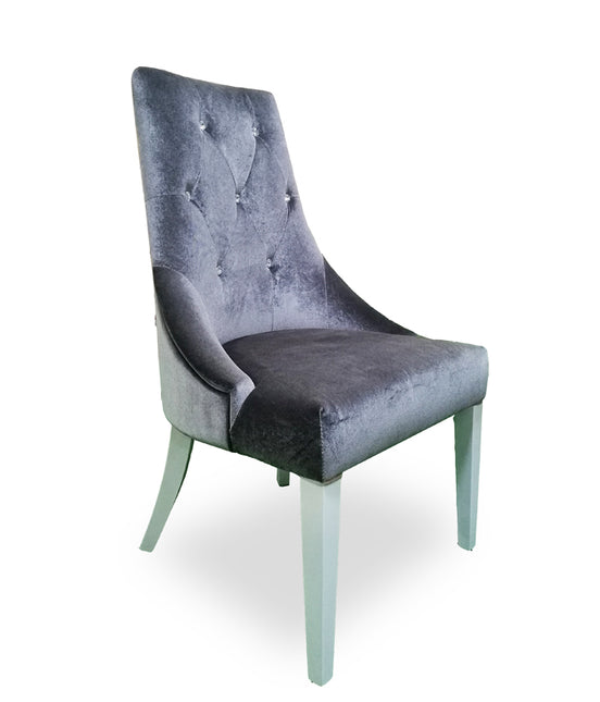 Charlotte - Grey Velour & White High Gloss Dining Chair (Set of 2) - image 2