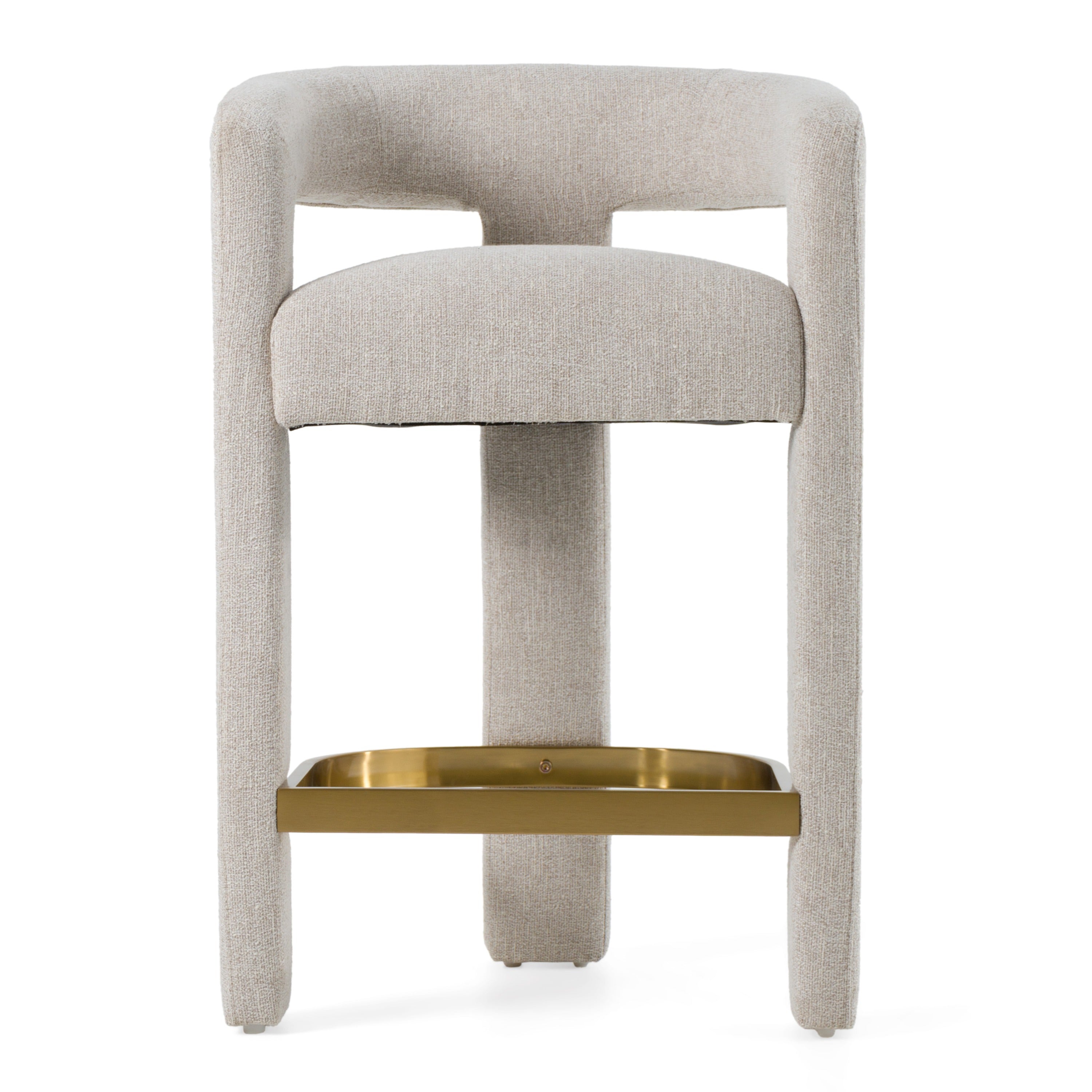 Adam - Modern Beige Fabric + Brass Counter Chair