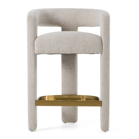 Adam - Modern Beige Fabric + Brass Counter Chair