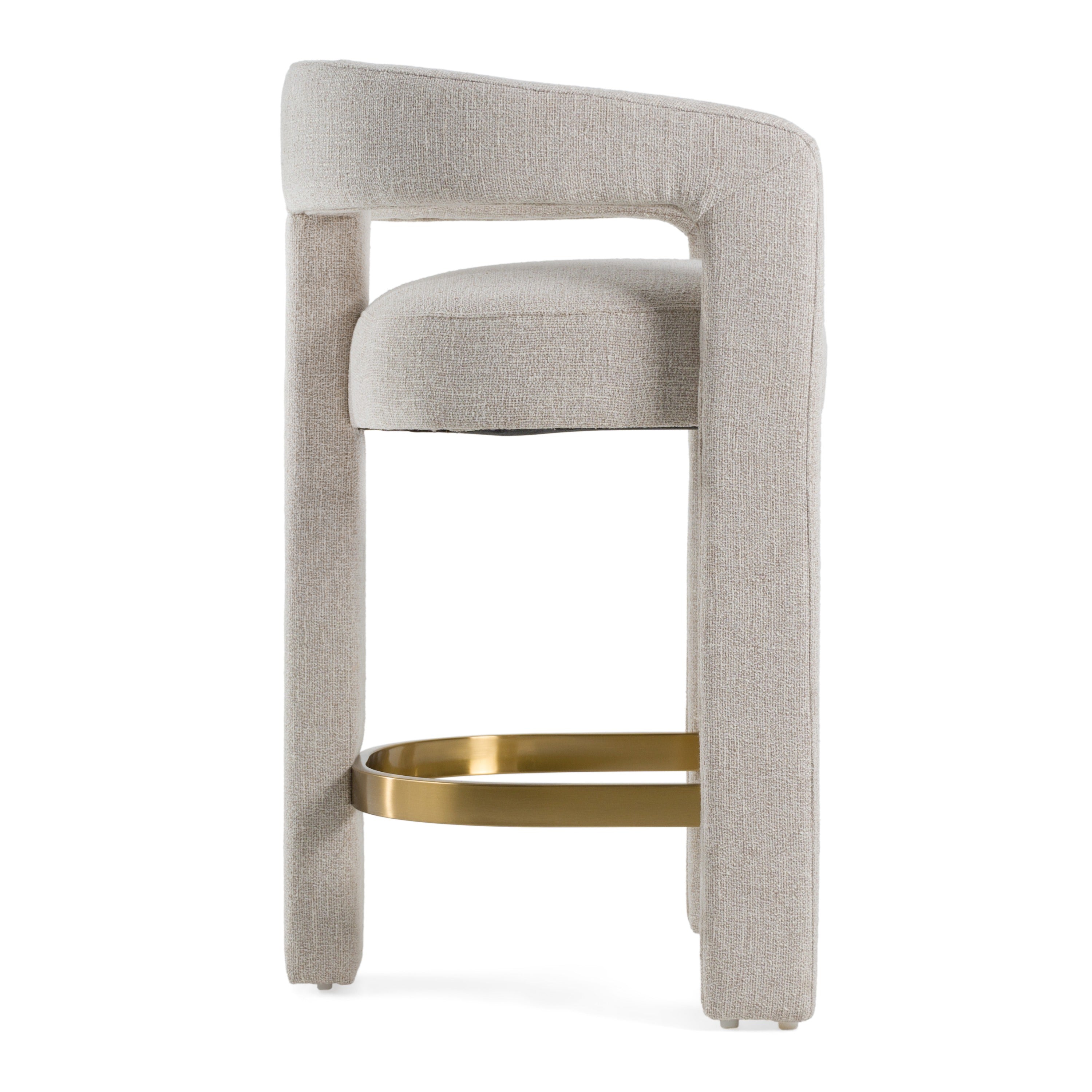 Adam - Modern Beige Fabric + Brass Counter Chair - image 2