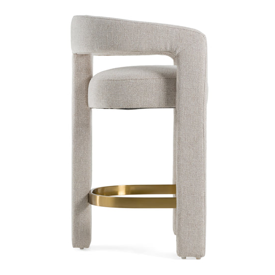Adam - Modern Beige Fabric + Brass Counter Chair - image 2