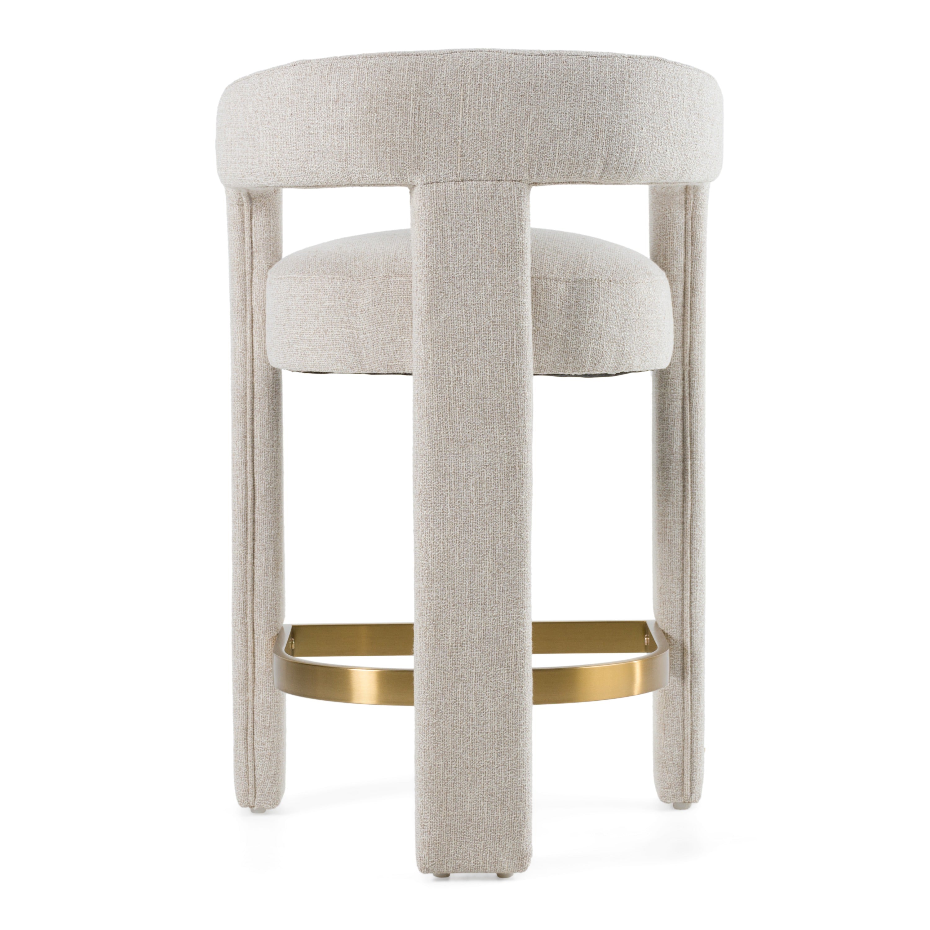 Adam - Modern Beige Fabric + Brass Counter Chair - image 3