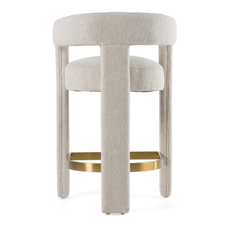 Adam - Modern Beige Fabric + Brass Counter Chair - image 3