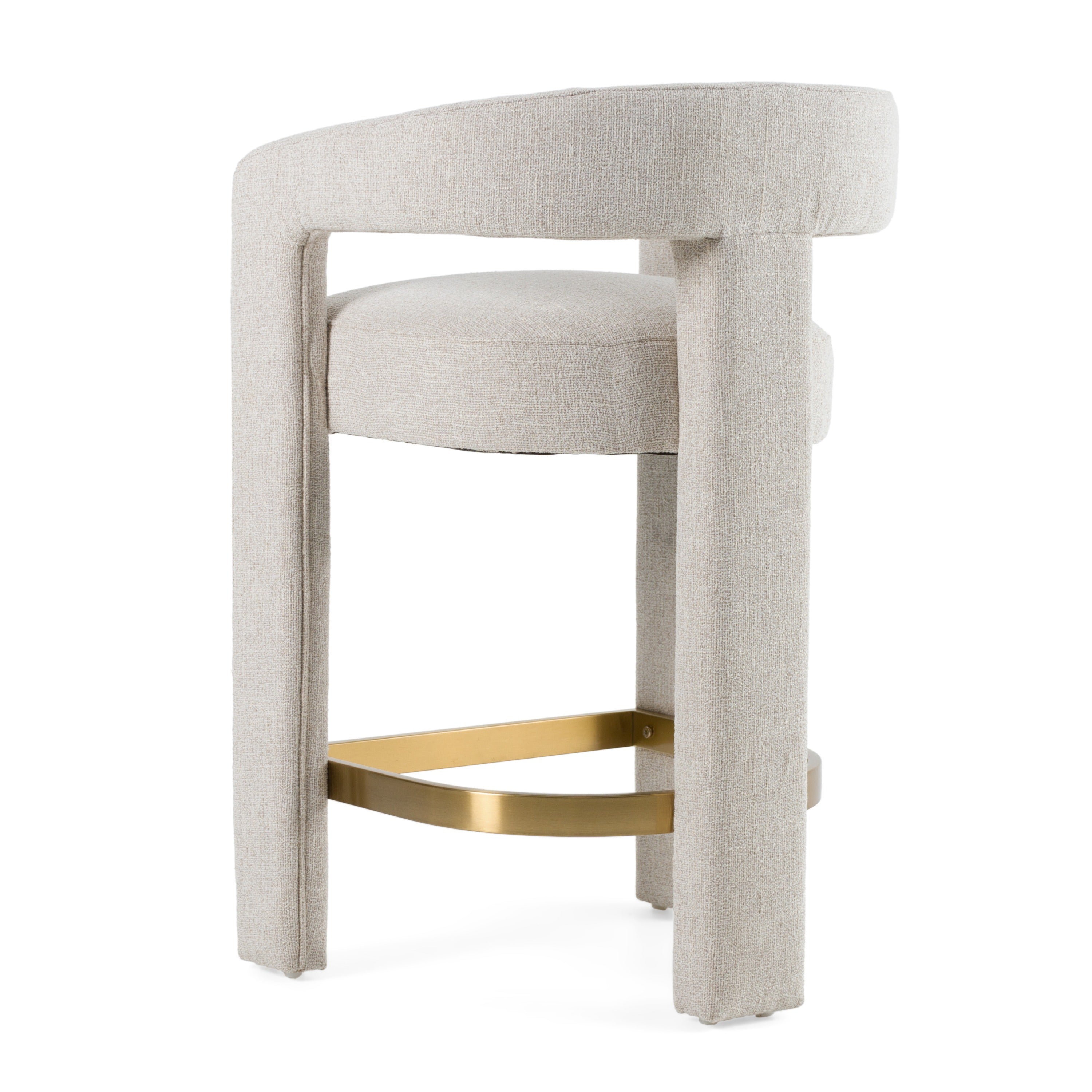 Adam - Modern Beige Fabric + Brass Counter Chair - image 4