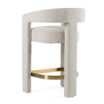Adam - Modern Beige Fabric + Brass Counter Chair - image 4
