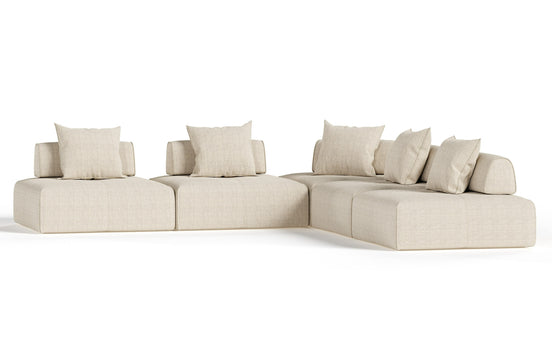 Mondo - Modern Modular Beige Fabric Sectional Sofa-5-Piece Sectional