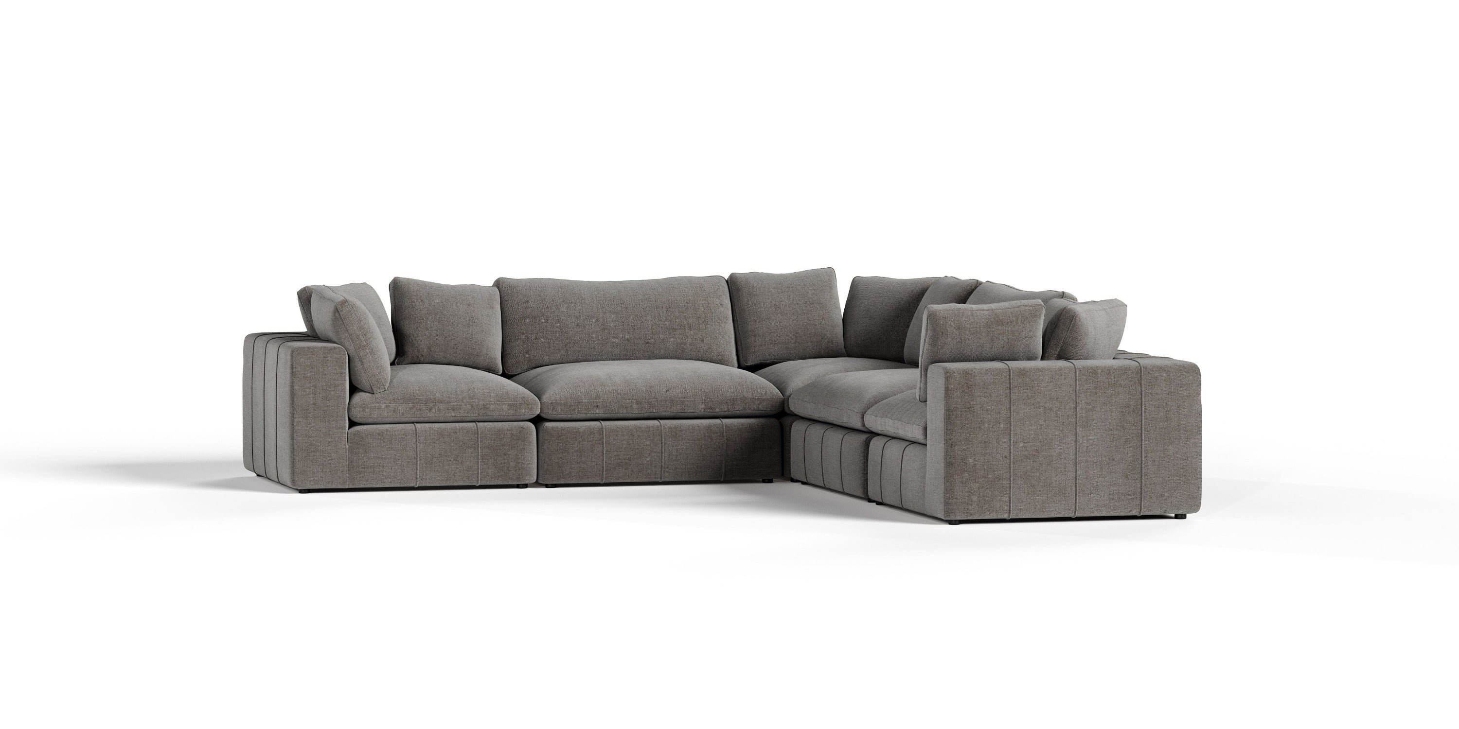Vicki - Modern Grey Fabric Modular Sectional Sofa-5-Piece Sectional