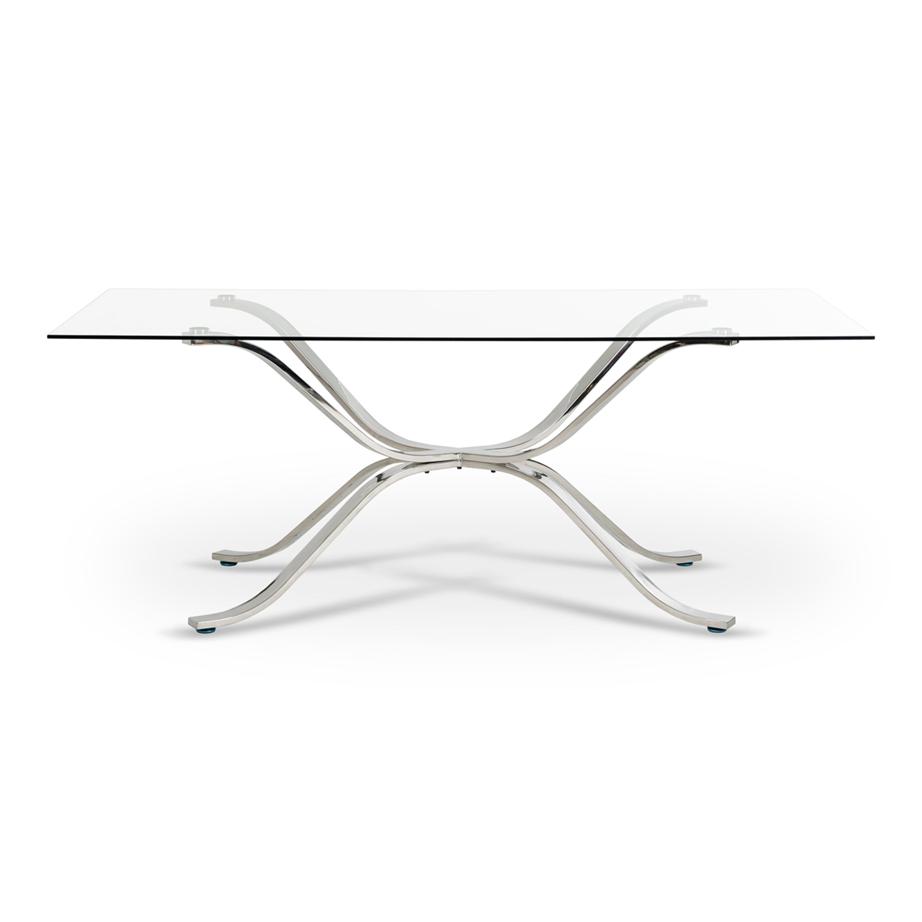 Adderley Modern Stainless Steel w/ Glass Top Dining Table - image 5