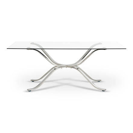 Adderley Modern Stainless Steel w/ Glass Top Dining Table - image 5