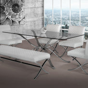 Adderley Modern Stainless Steel w/ Glass Top Dining Table - image 4