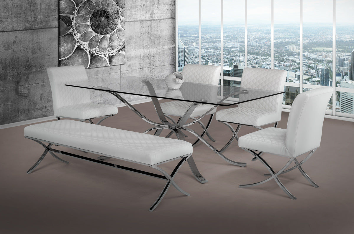Adderley Modern Stainless Steel w/ Glass Top Dining Table - image 4