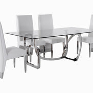 Adelaide Modern Stainless Steel & Glass Dining Table - image 4