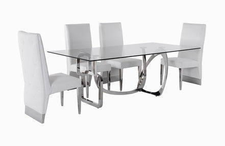 Adelaide Modern Stainless Steel & Glass Dining Table - image 4
