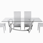 Adelaide Modern Stainless Steel & Glass Dining Table - image 5