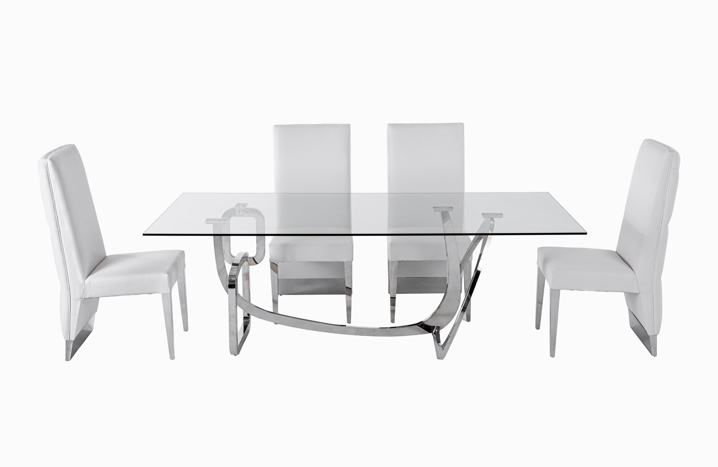 Adelaide Modern Stainless Steel & Glass Dining Table - image 5
