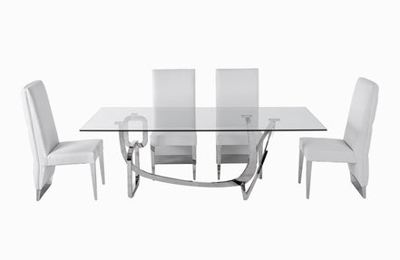 Adelaide Modern Stainless Steel & Glass Dining Table - image 5