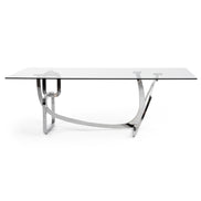 Adelaide Modern Stainless Steel & Glass Dining Table