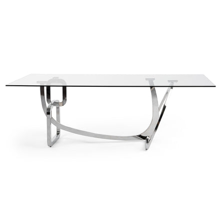 Adelaide Modern Stainless Steel & Glass Dining Table