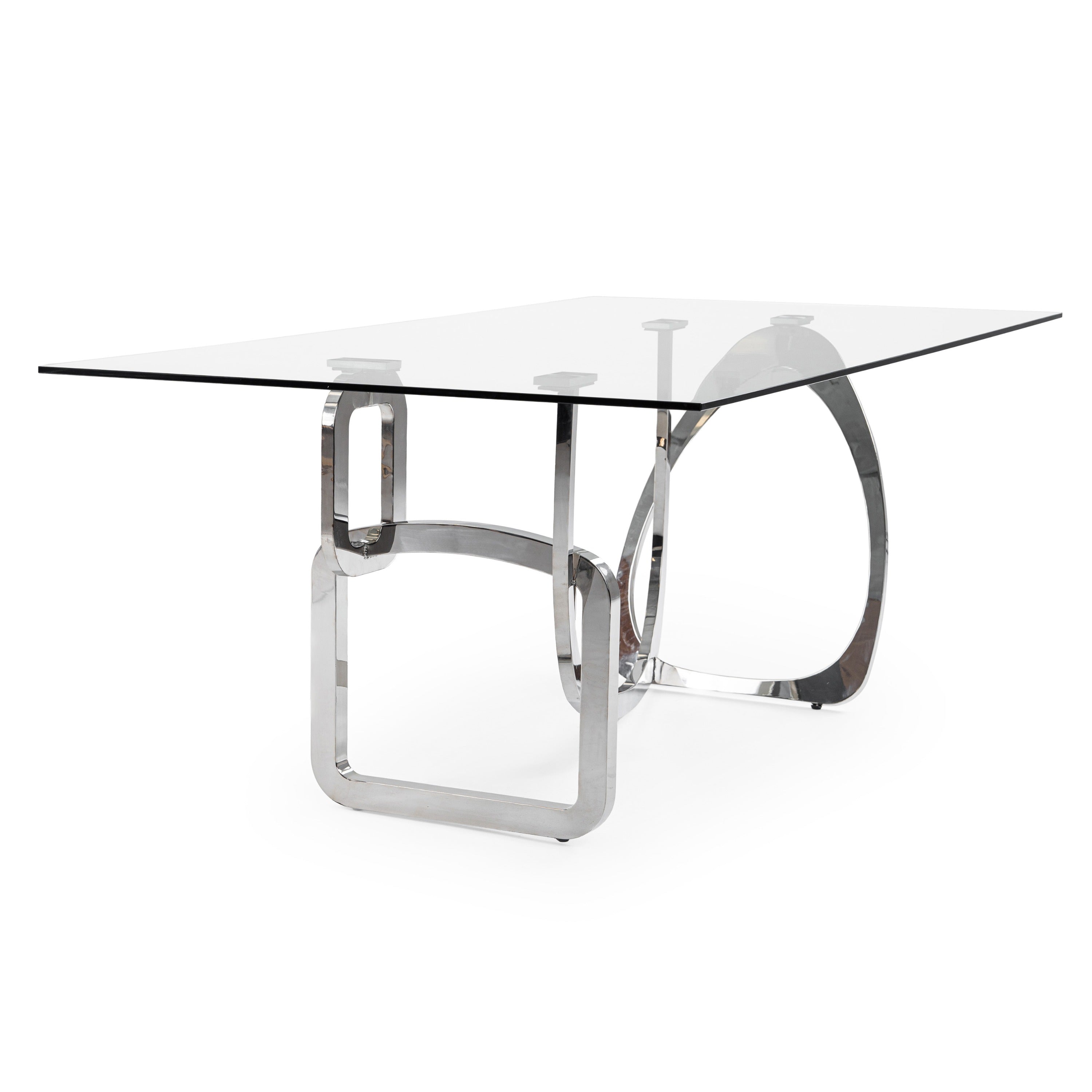 Adelaide Modern Stainless Steel & Glass Dining Table - image 2
