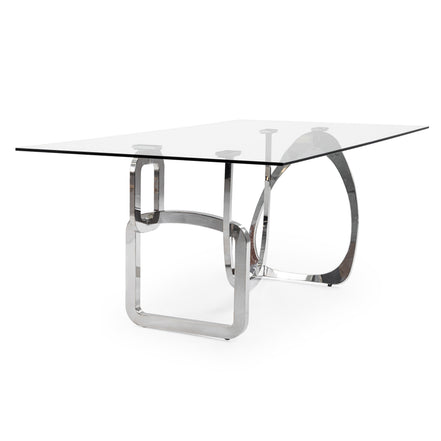 Adelaide Modern Stainless Steel & Glass Dining Table - image 2